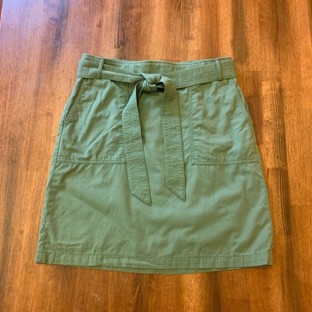 J. Crew Olive Green Mini Skirt with Tie Belt